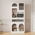 Tall White MDF Fluted Glass Doors Wine storage Sideboard