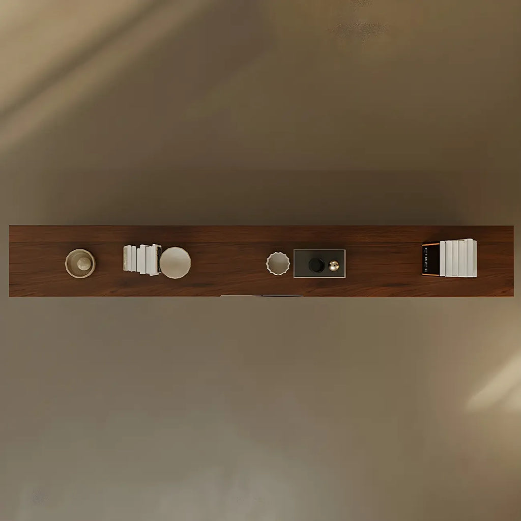 Brown Modern Wood Floating TV Stand with Storage Drawers
