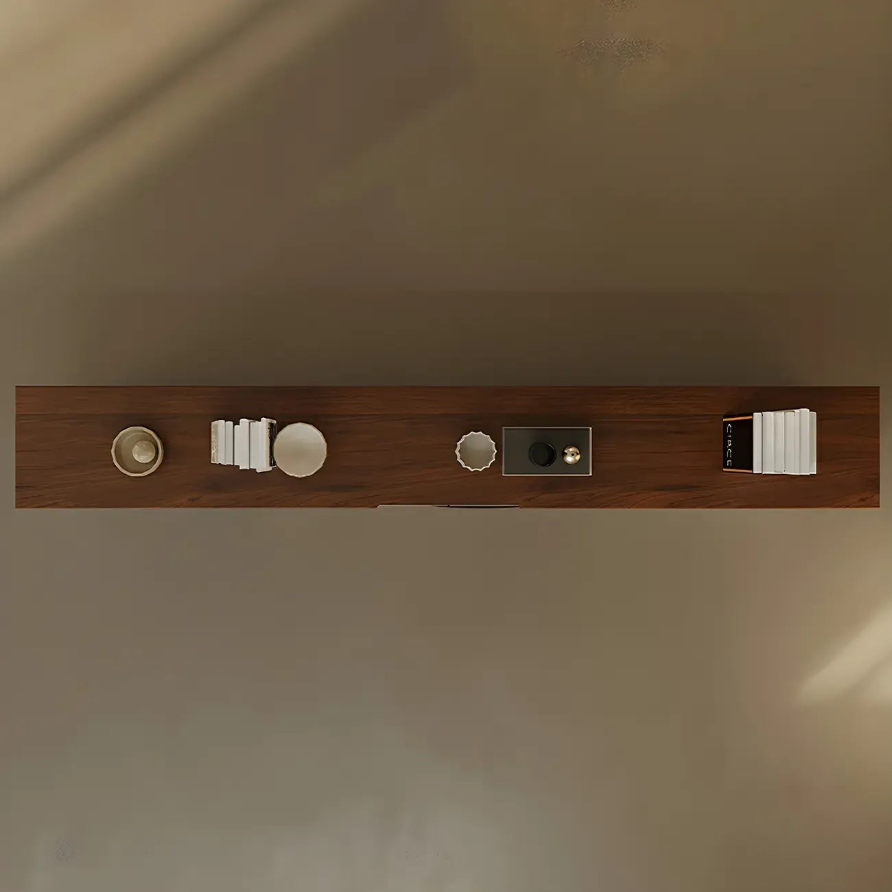 Brown Modern Wood Floating TV Stand with Storage Drawers