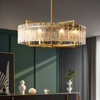 Modern Round Brass Crystal Chandeliers for Living Room