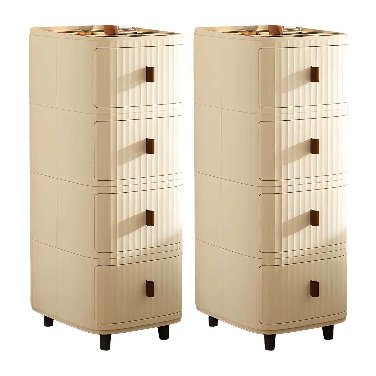 Modern Black And White Grid Top Nightstands with Drawers