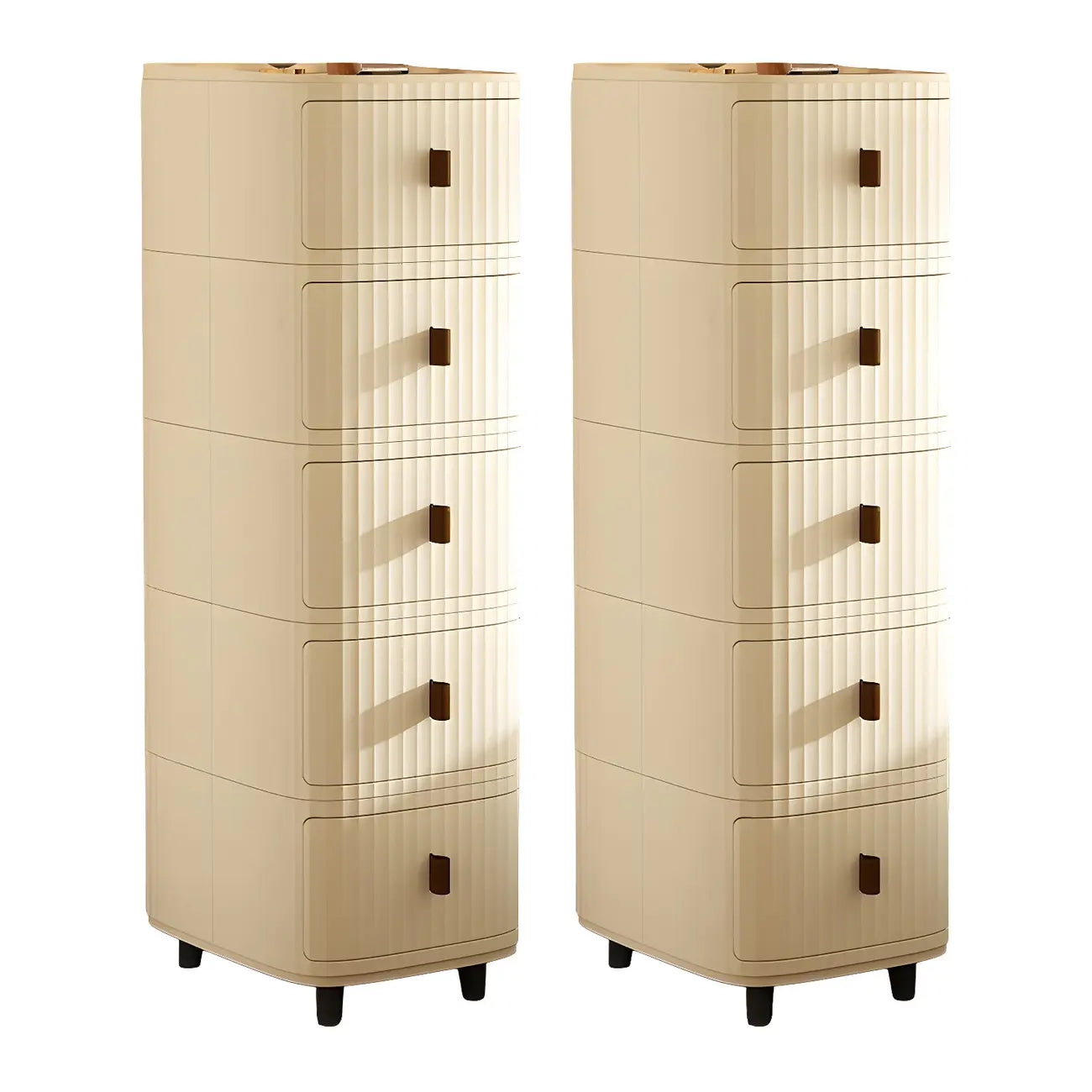 Modern Black And White Grid Top Nightstands with Drawers