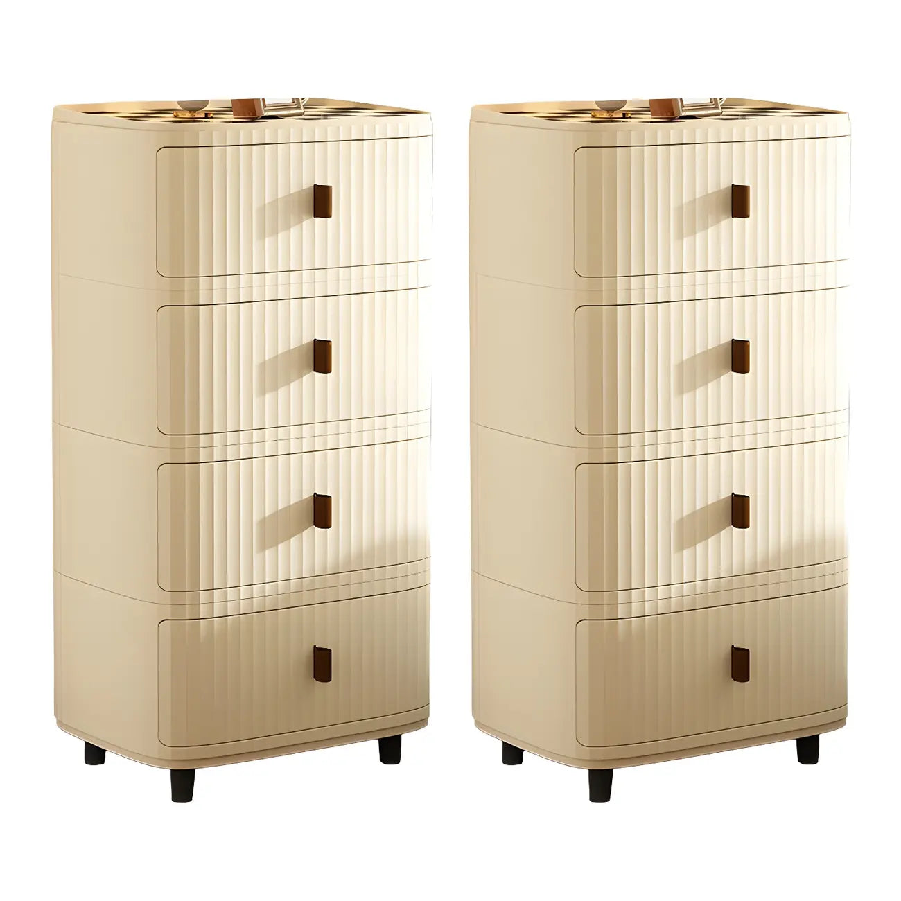 Modern Black And White Grid Top Nightstands with Drawers