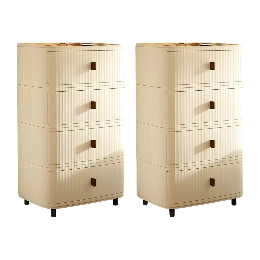 Modern Black And White Grid Top Nightstands with Drawers