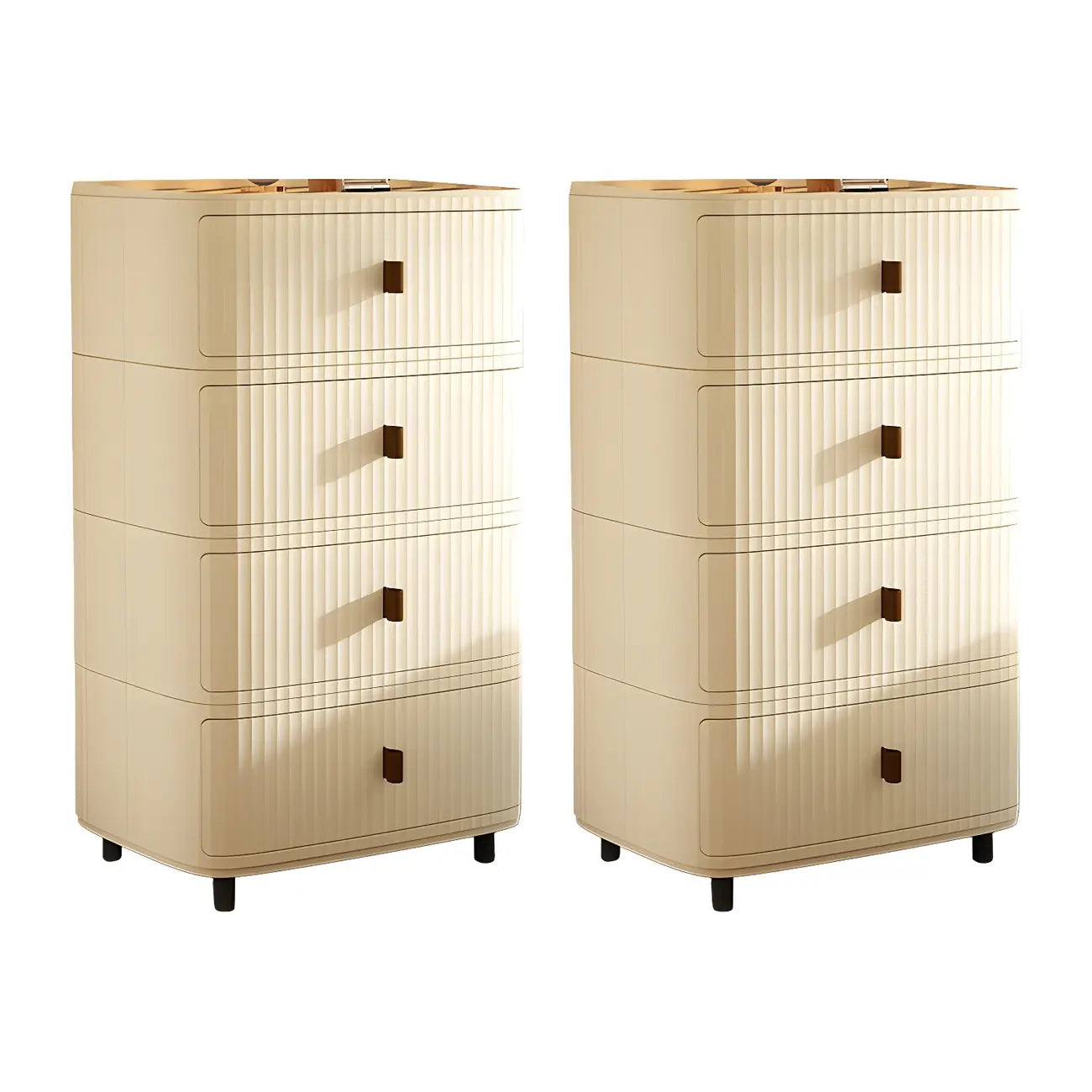 Modern Black And White Grid Top Nightstands with Drawers