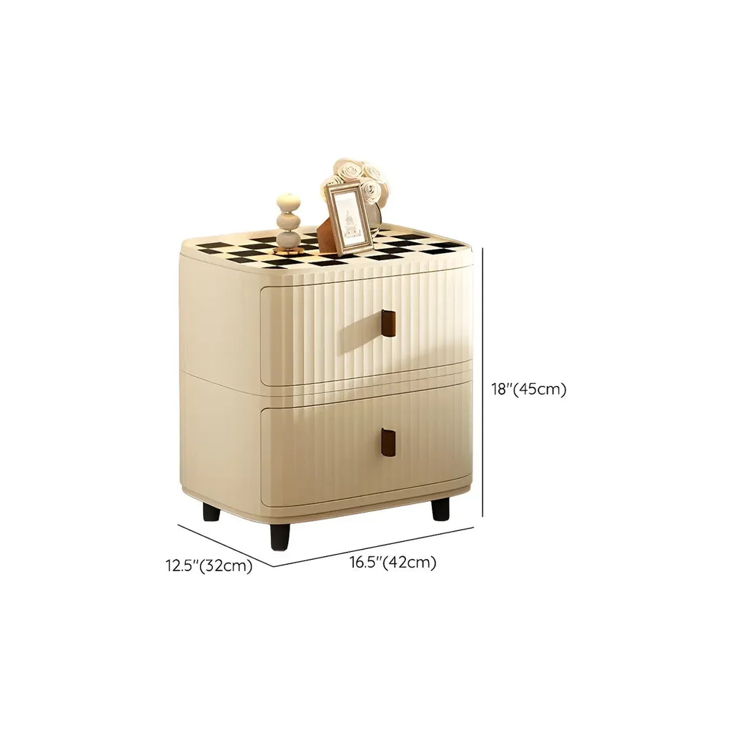 Modern Black And White Grid Top Nightstands with Drawers