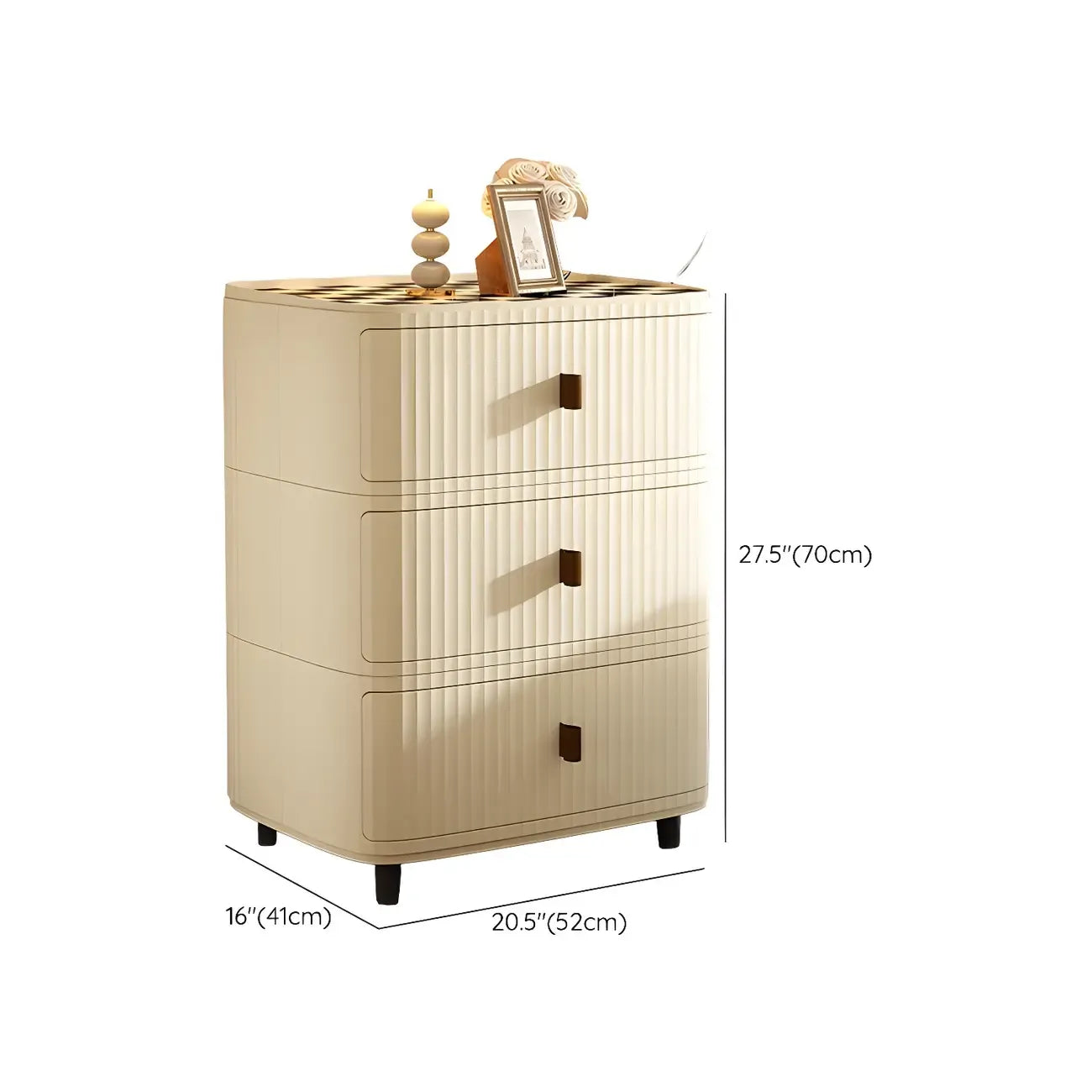 Modern Black And White Grid Top Nightstands with Drawers