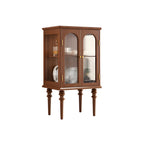 Classic Rubberwood Glass Living Room Storage Cabinet
