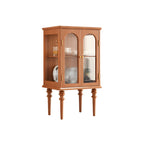 Classic Rubberwood Glass Living Room Storage Cabinet