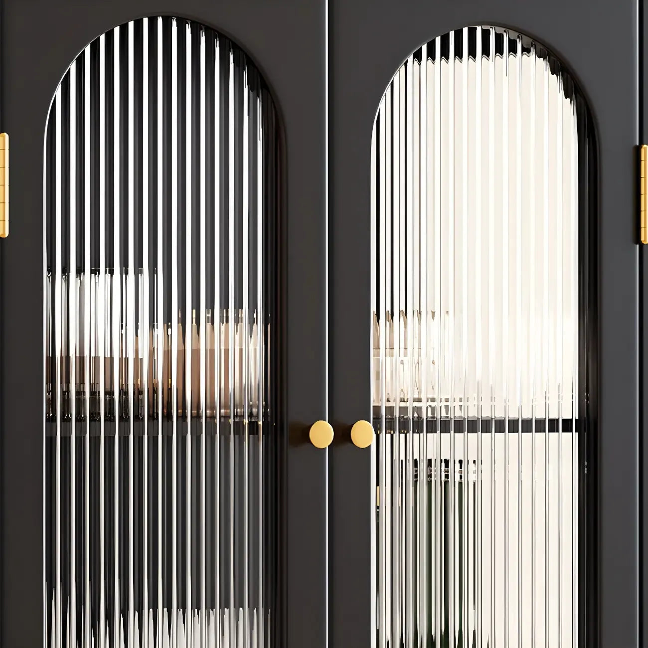 Classic Rubberwood Glass Living Room Storage Cabinet