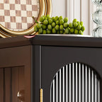 Classic Rubberwood Glass Living Room Storage Cabinet