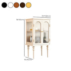 Classic Rubberwood Glass Living Room Storage Cabinet