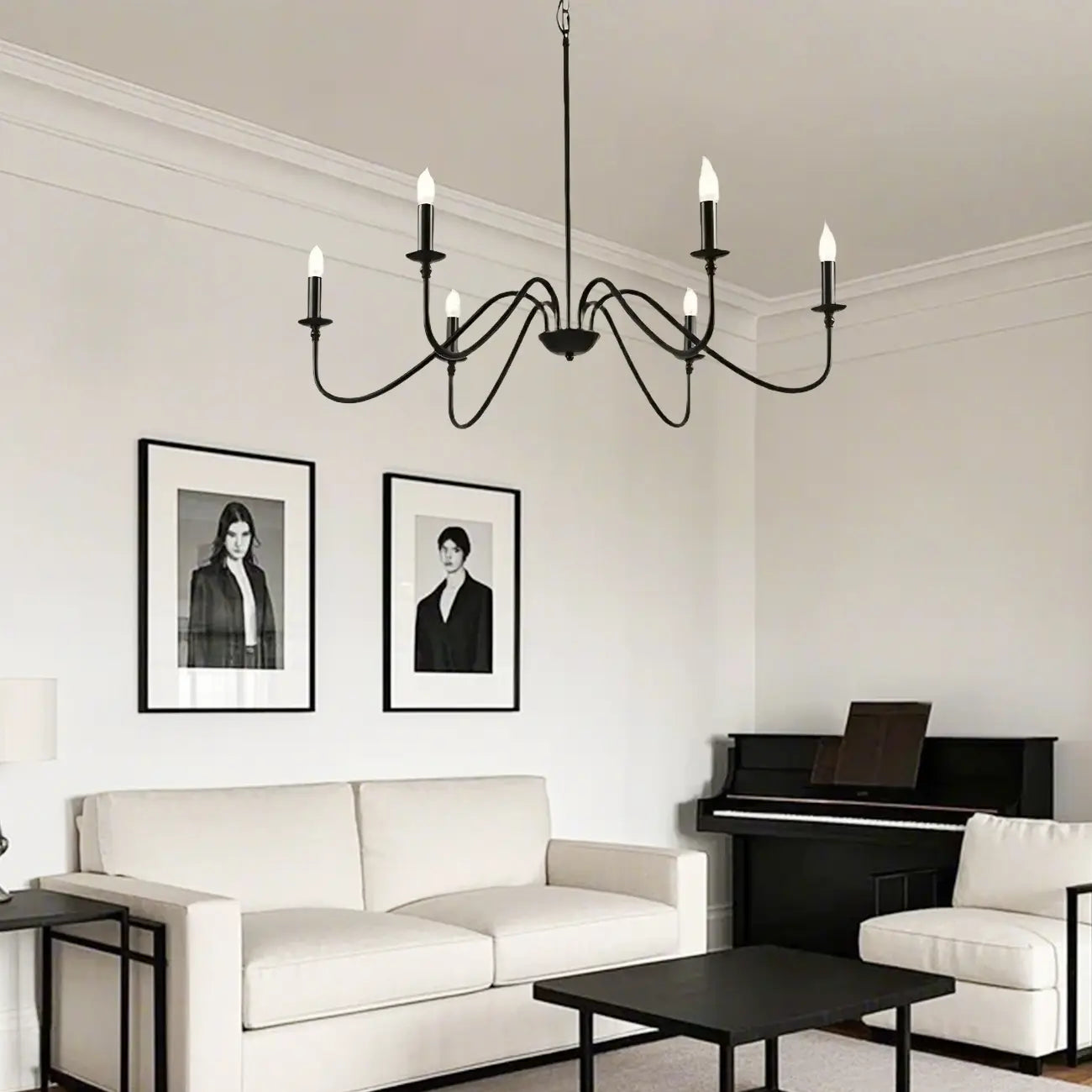 Industrial 6-Light Metal Vintage Candelabra Chandelier