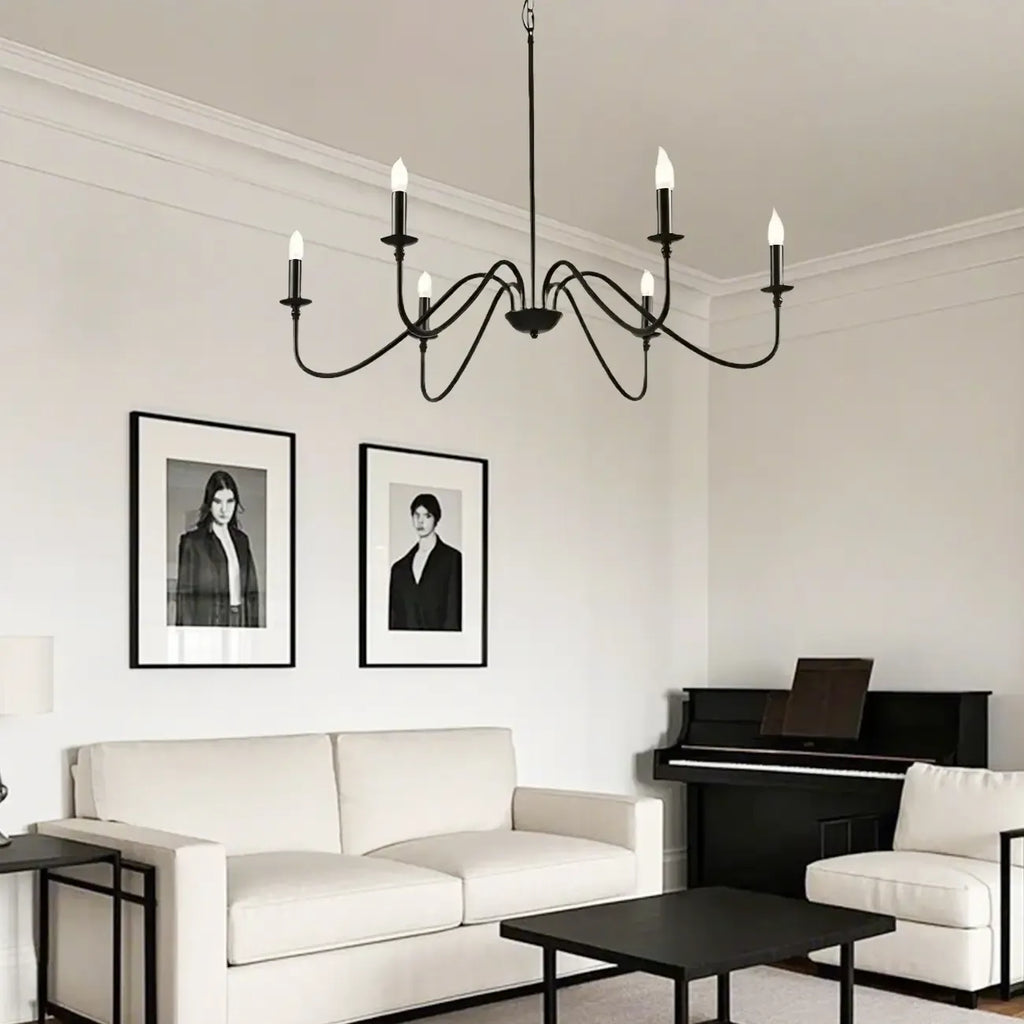 Industrial 6-Light Metal Vintage Candelabra Chandelier