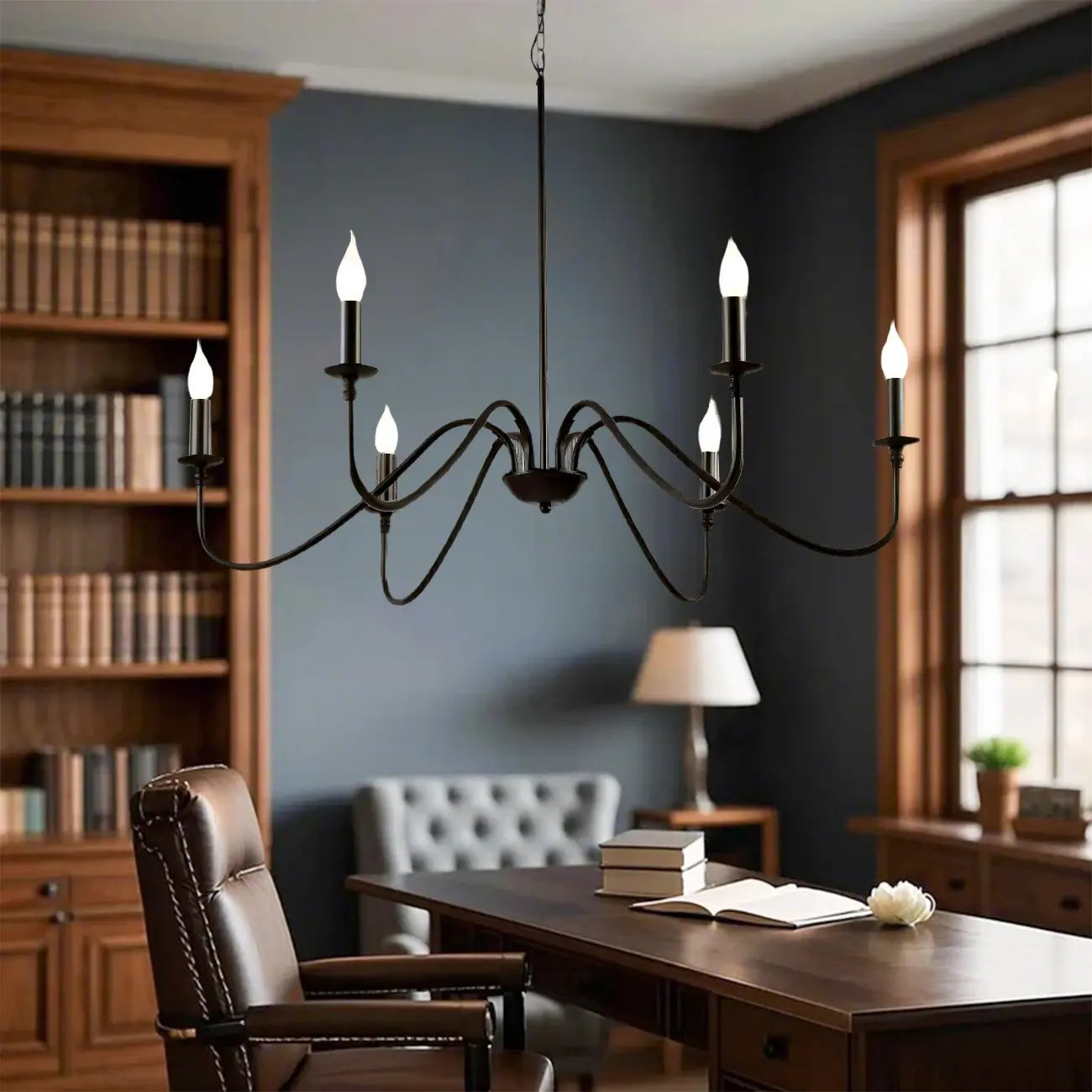 Industrial 6-Light Metal Vintage Candelabra Chandelier