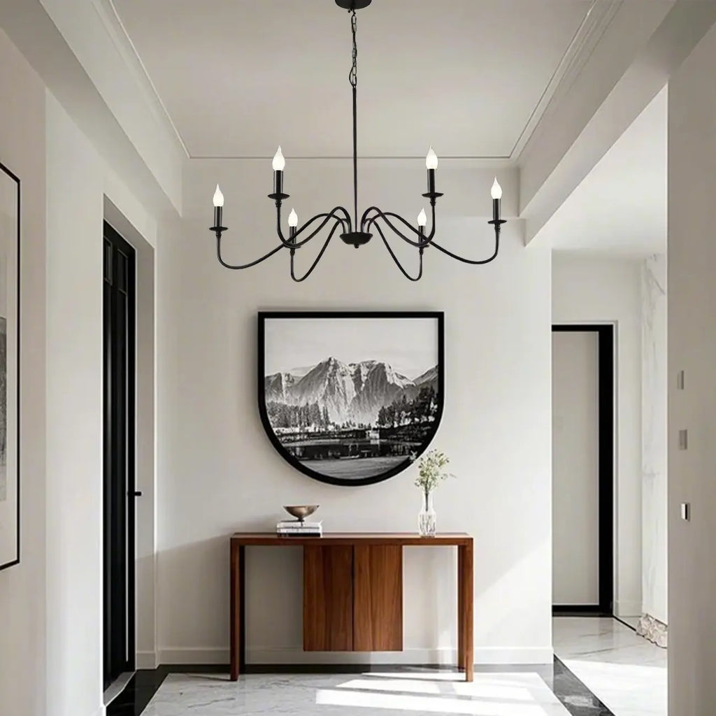 Industrial 6-Light Metal Vintage Candelabra Chandelier