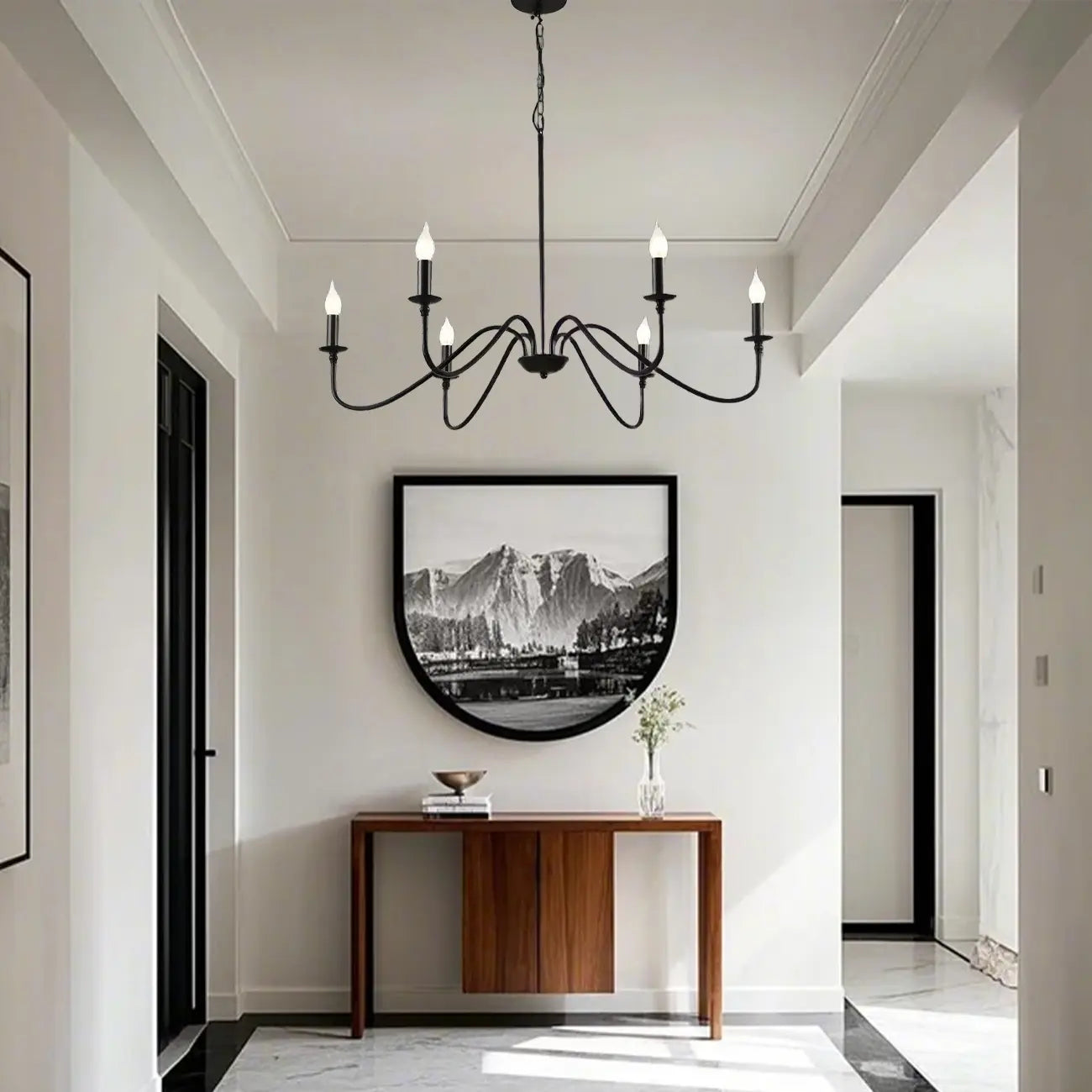Industrial 6-Light Metal Vintage Candelabra Chandelier