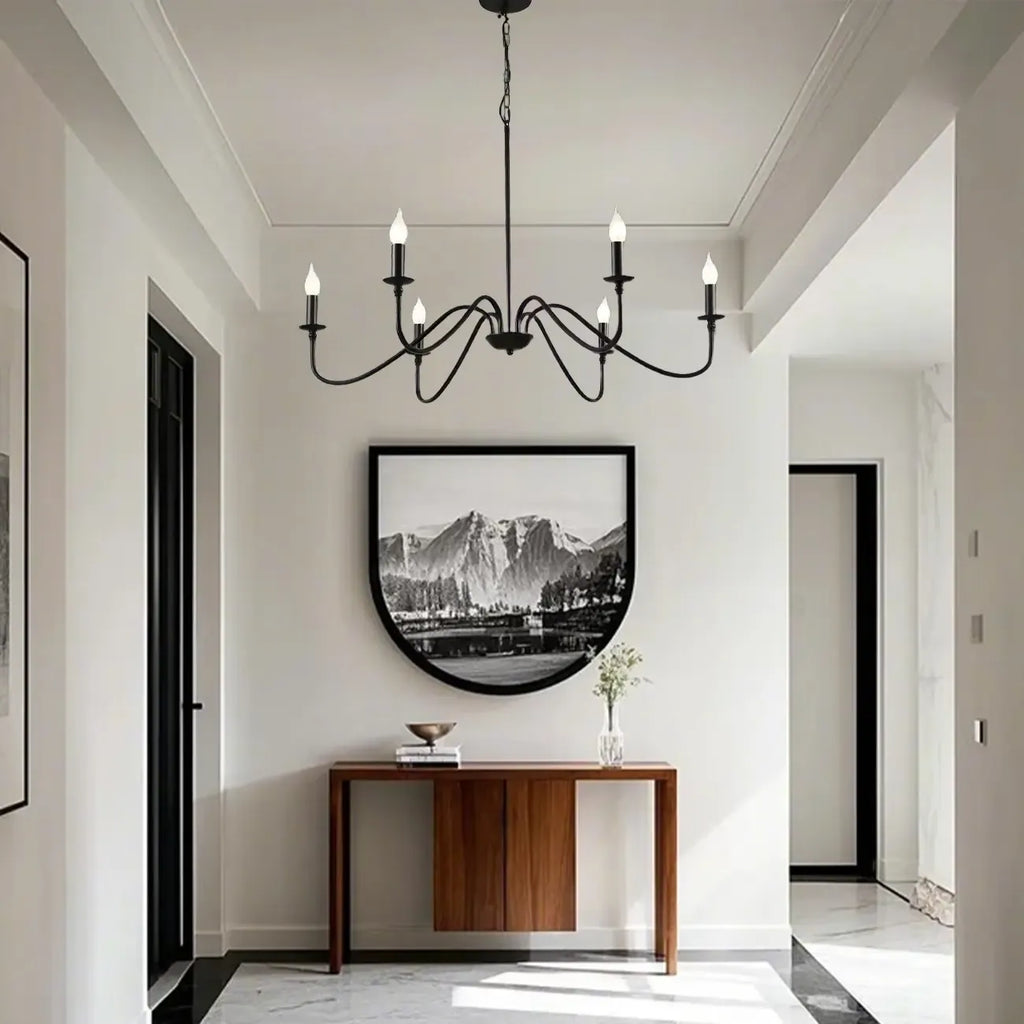 Industrial 6-Light Metal Vintage Candelabra Chandelier