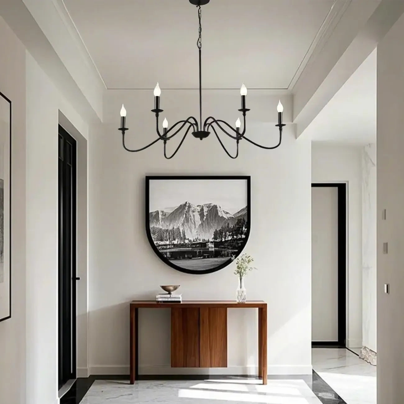 Industrial 6-Light Metal Vintage Candelabra Chandelier
