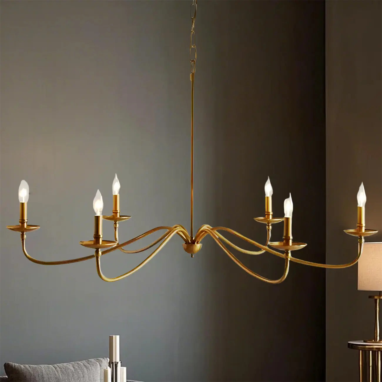 Industrial 6-Light Metal Vintage Candelabra Chandelier