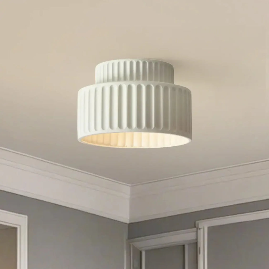 Modern Cylinder Semi Flush Ceiling Light with Plastic Shade