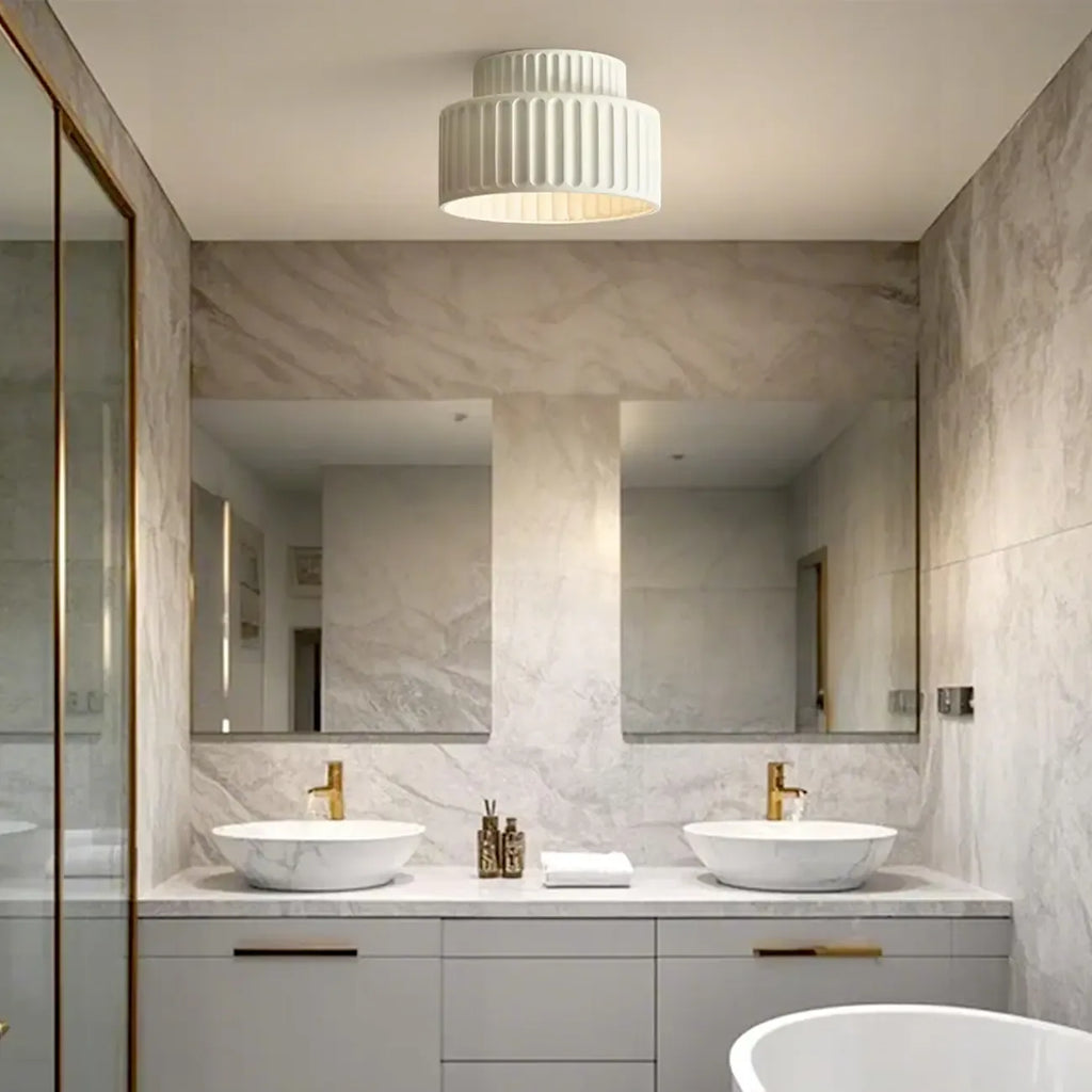 Modern Cylinder Semi Flush Ceiling Light with Plastic Shade