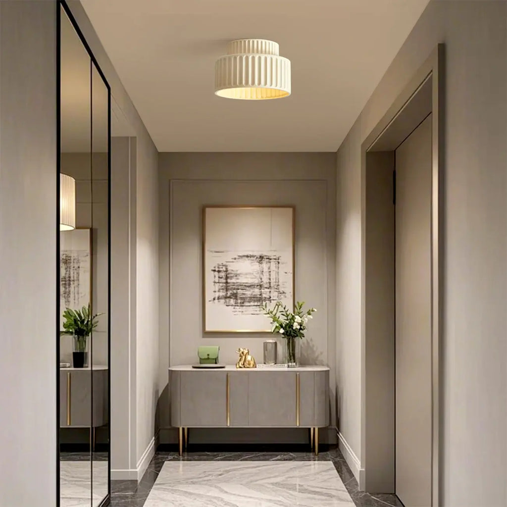 Modern Cylinder Semi Flush Ceiling Light with Plastic Shade