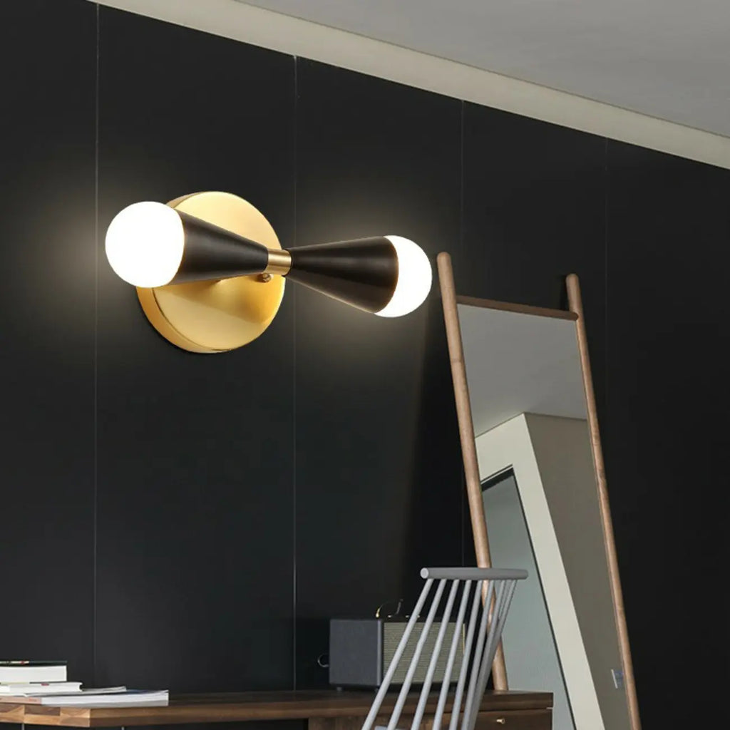 Elegant Straight 2-Light Wall Light Fixture in Gold