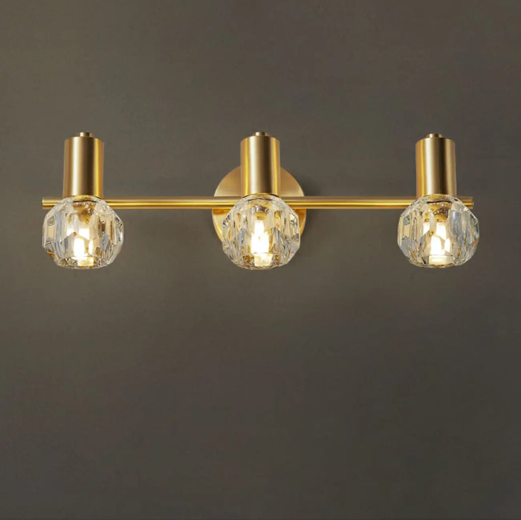 3-Light Modern Gold Crystal Vanity Light for Bathroom
