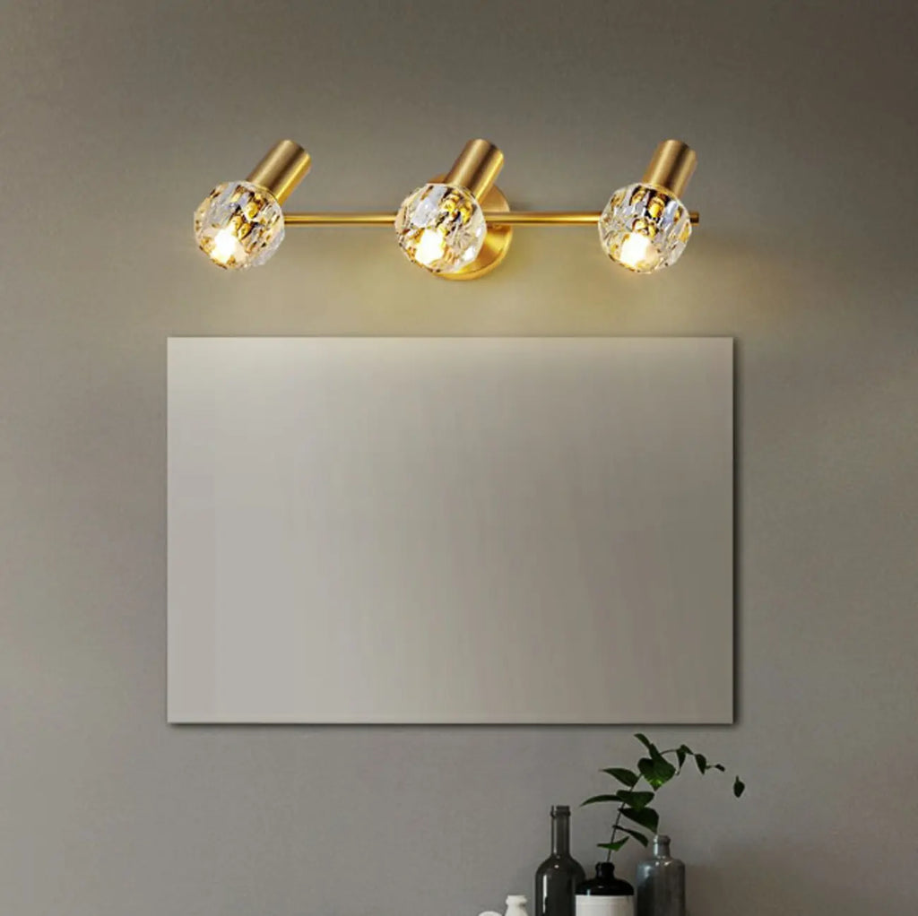 3-Light Modern Gold Crystal Vanity Light for Bathroom