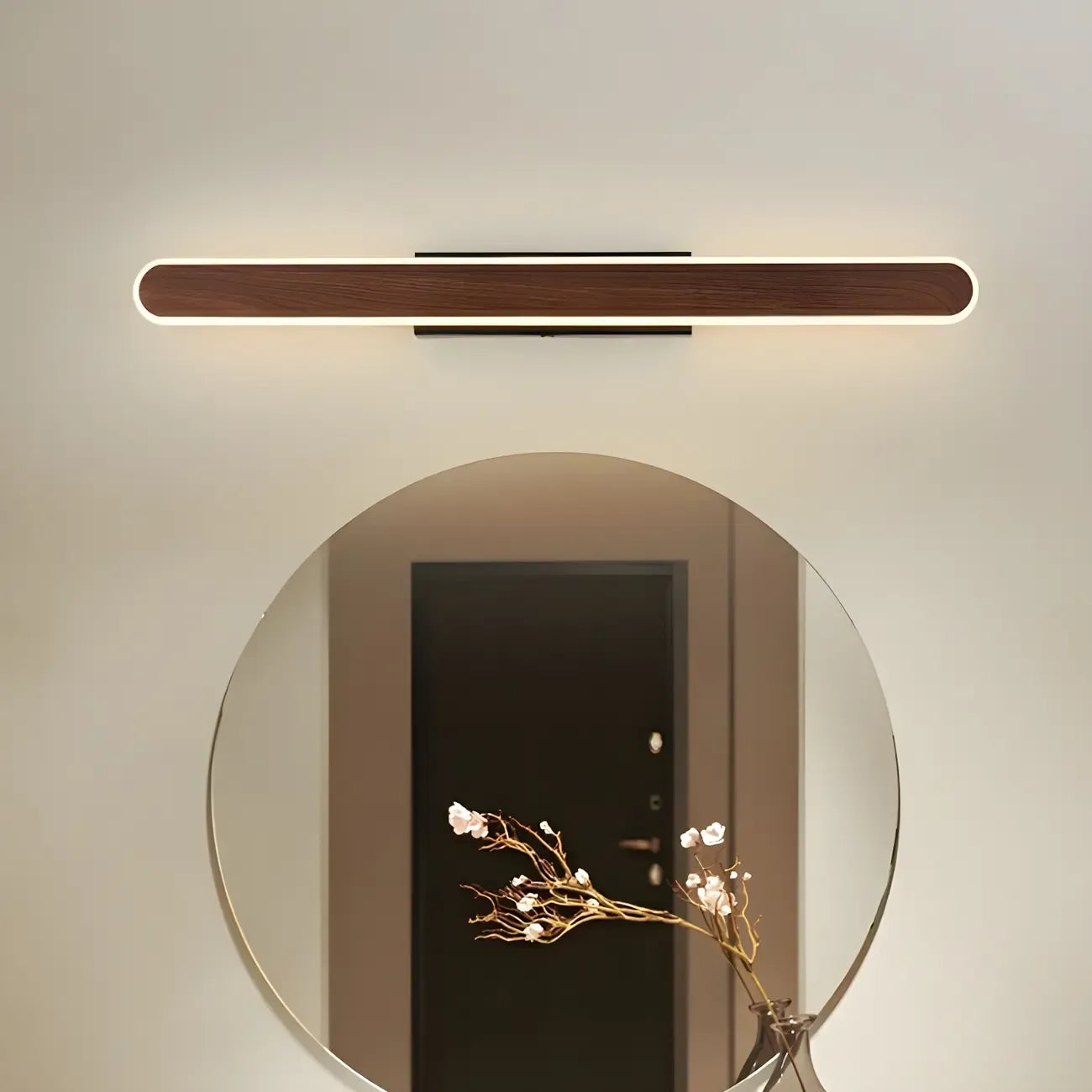Modish Walnut Oval Acrylic LED Vanity Light