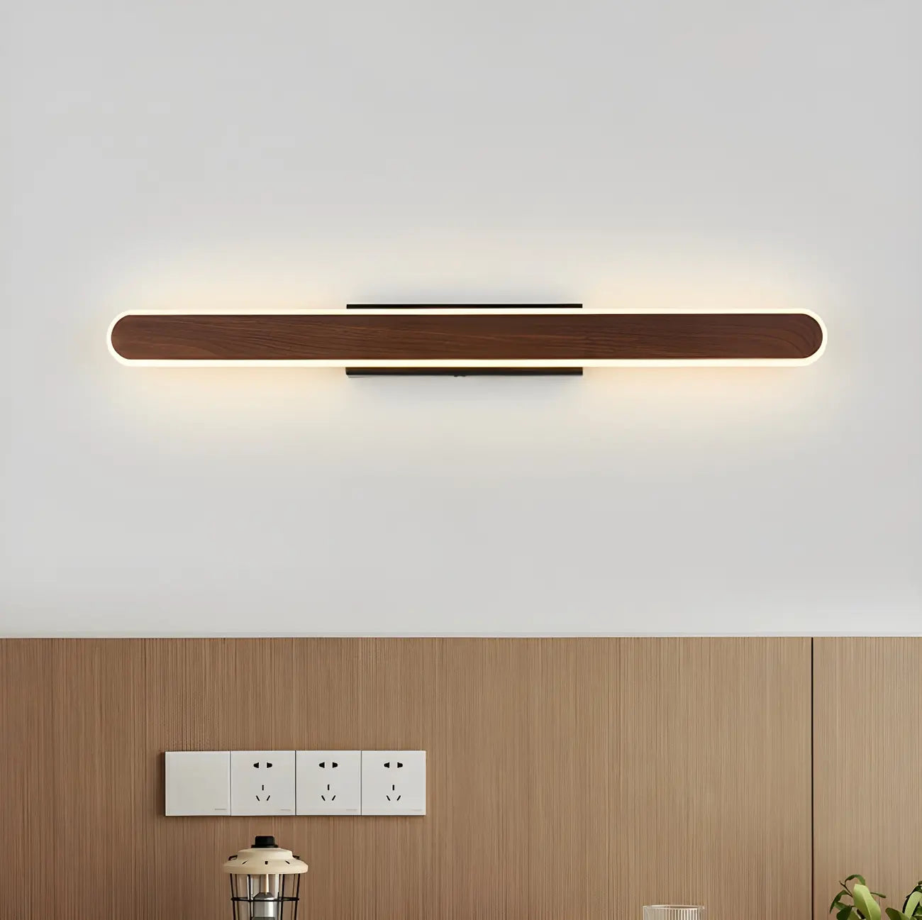 Modish Walnut Oval Acrylic LED Vanity Light