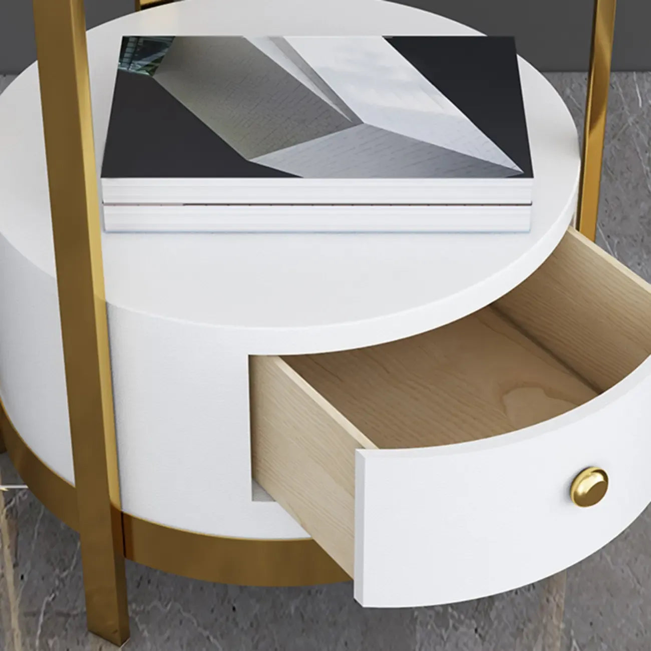 Modern Adjustable Height Metal Arc Floor Lamp with Storage Shelf