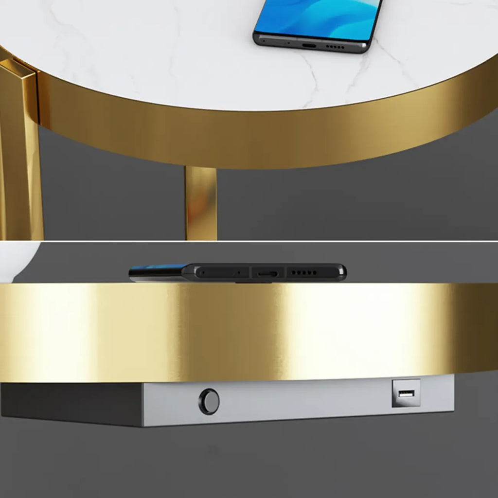 Modern Adjustable Height Metal Arc Floor Lamp with Storage Shelf