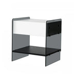 Black 2-Tier Glass Shelf Drawer Storage Narrow Nightstand