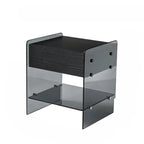 Black 2-Tier Glass Shelf Drawer Storage Narrow Nightstand