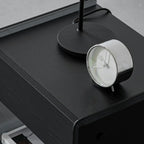 Black 2-Tier Glass Shelf Drawer Storage Narrow Nightstand