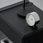 Black 2-Tier Glass Shelf Drawer Storage Narrow Nightstand