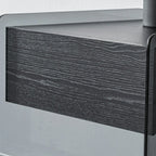 Black 2-Tier Glass Shelf Drawer Storage Narrow Nightstand