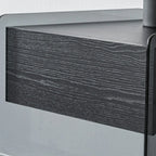 Black 2-Tier Glass Shelf Drawer Storage Narrow Nightstand