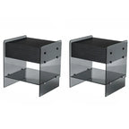 Black 2-Tier Glass Shelf Drawer Storage Narrow Nightstand