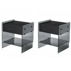 Black 2-Tier Glass Shelf Drawer Storage Narrow Nightstand