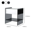 Black 2-Tier Glass Shelf Drawer Storage Narrow Nightstand
