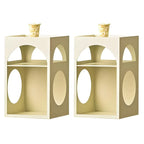 Narrow Cream Yellow Metal Arched Open Storage Nightstand