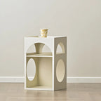 Narrow Cream Yellow Metal Arched Open Storage Nightstand