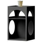 Narrow Cream Yellow Metal Arched Open Storage Nightstand