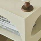 Narrow Cream Yellow Metal Arched Open Storage Nightstand