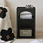 Narrow Cream Yellow Metal Arched Open Storage Nightstand