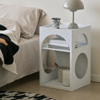 Narrow Cream Yellow Metal Arched Open Storage Nightstand