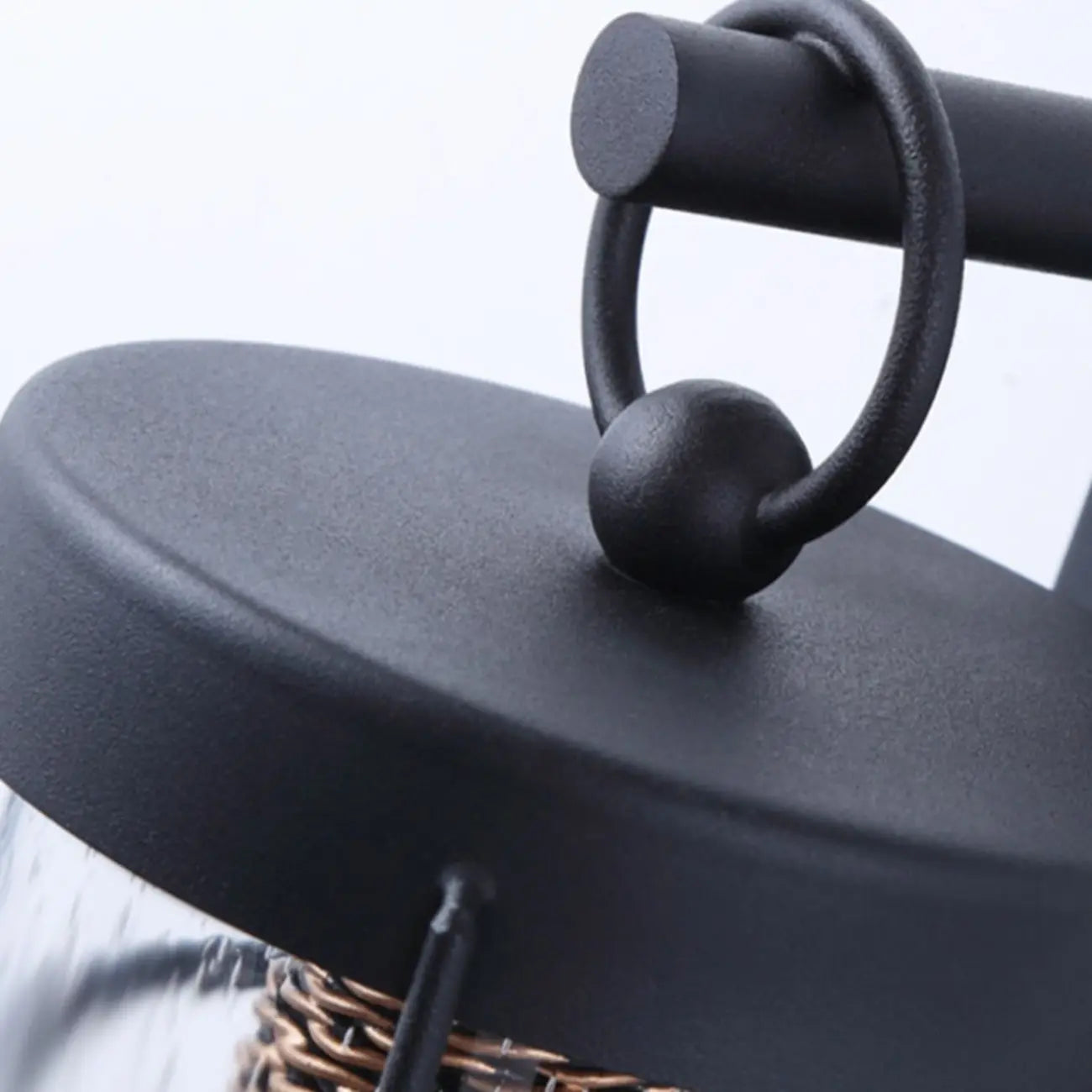 Industrial Outdoor Wall Light Black Metal Cylinder Glass Lantern